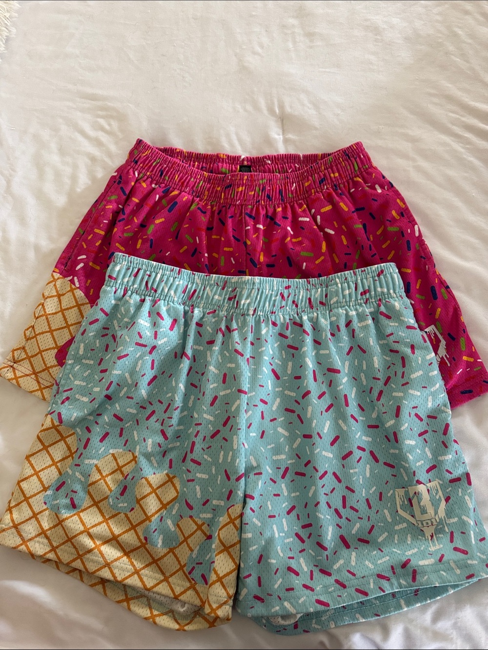 Men's Athletic Ice Cream Print Shorts - Blue & Pink